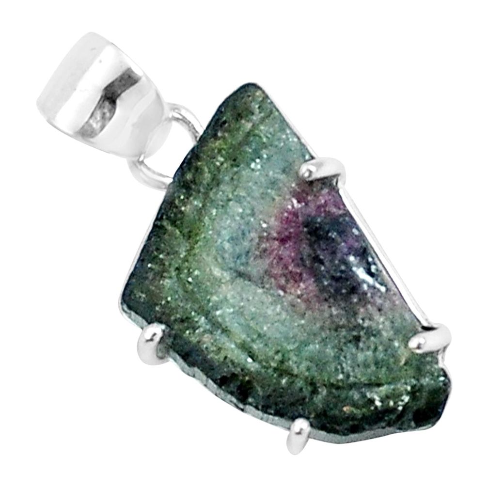 9.16cts natural watermelon tourmaline rough 925 sterling silver pendant p30075