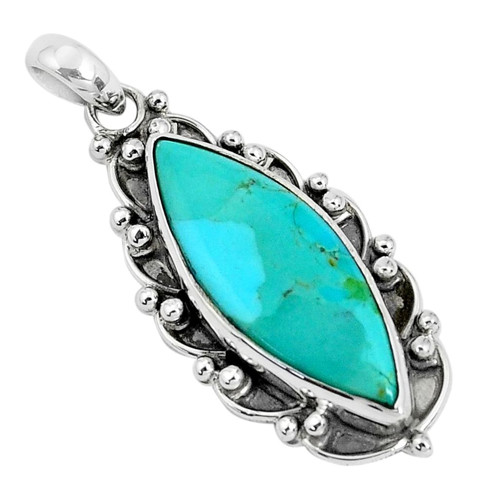 17.20cts natural green kingman turquoise 925 sterling silver pendant p30464