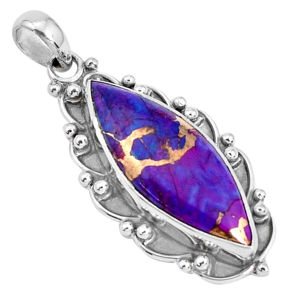 925 sterling silver 13.47cts purple copper turquoise pendant jewelry p30474