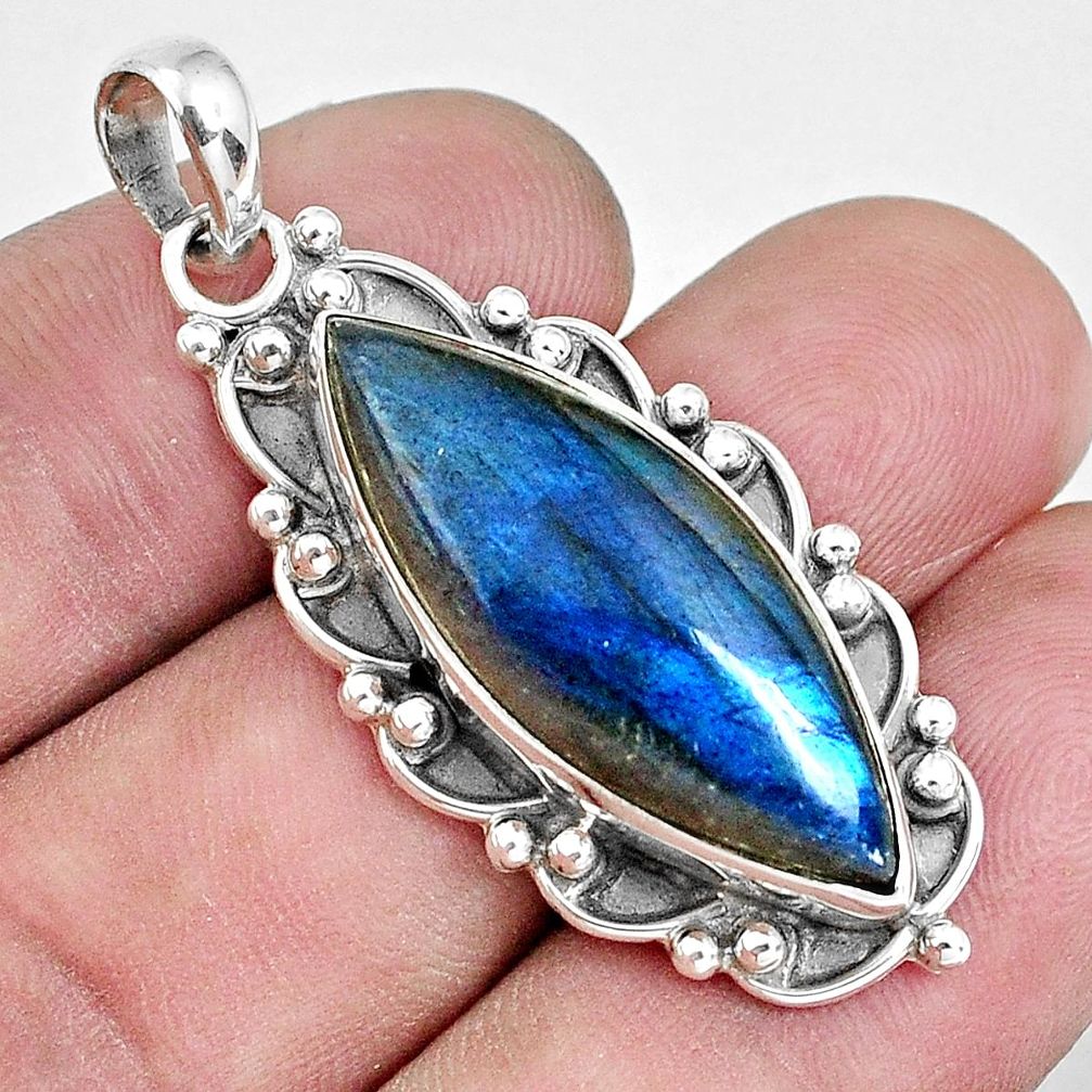 18.17cts natural blue labradorite 925 sterling silver pendant jewelry p30479