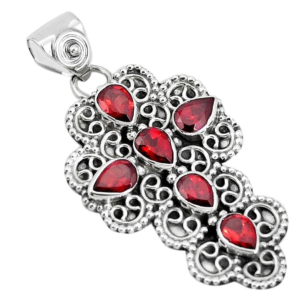 6.33cts natural red garnet 925 sterling silver holy cross pendant jewelry p30712
