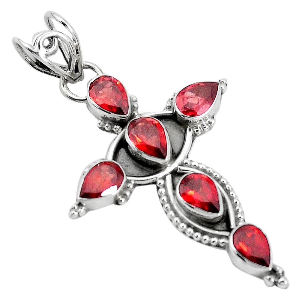 4.99cts natural red garnet 925 sterling silver holy cross pendant jewelry p30795
