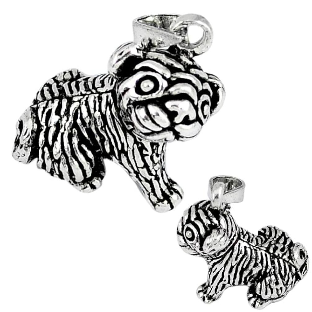 3d moving charm solid 925 sterling silver dog charm pendant jewelry p3120