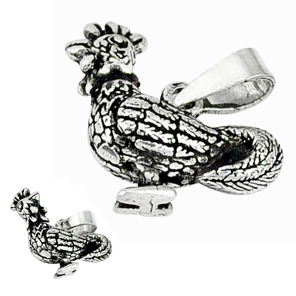 3d moving charm solid 925 sterling silver cock charm pendant jewelry p3133