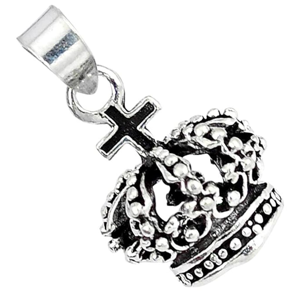 3d moving charm solid 925 silver cross with crown pendant jewelry p3140