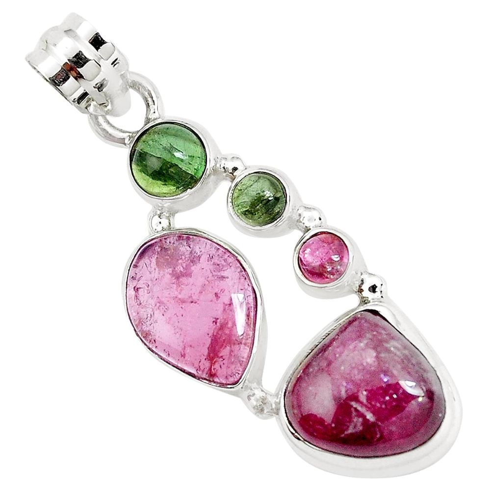925 sterling silver 13.71cts natural multi color tourmaline pendant p31764