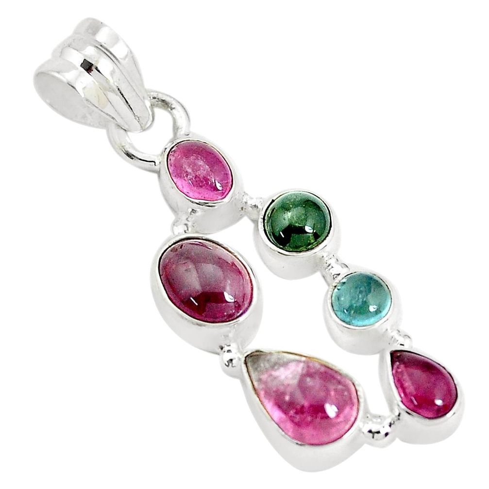 925 sterling silver 8.42cts natural multicolor tourmaline pendant jewelry p31794