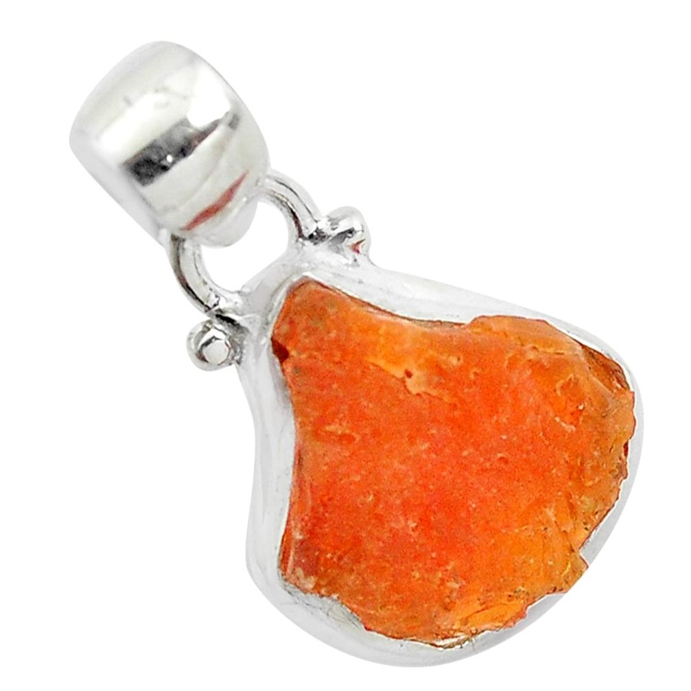 6.19cts natural orange mexican fire opal 925 sterling silver pendant p31933