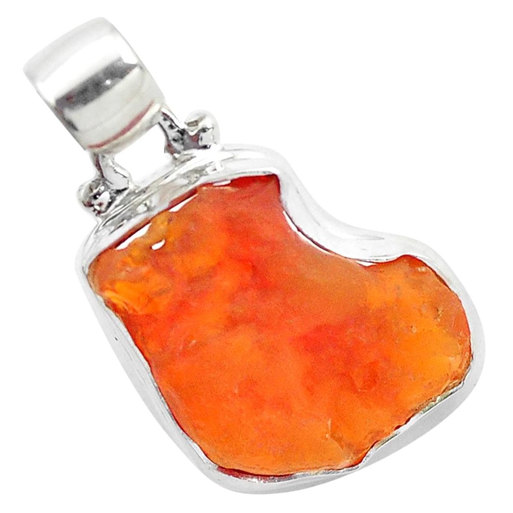 8.87cts natural orange mexican fire opal 925 sterling silver pendant p31938