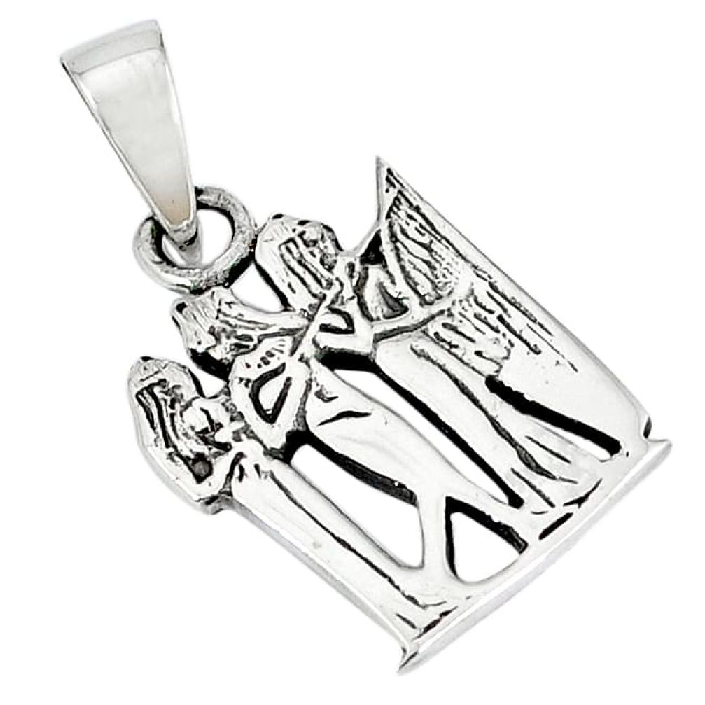 Indonesian bali style solid 925 silver angel playing harp charm pendant p3281