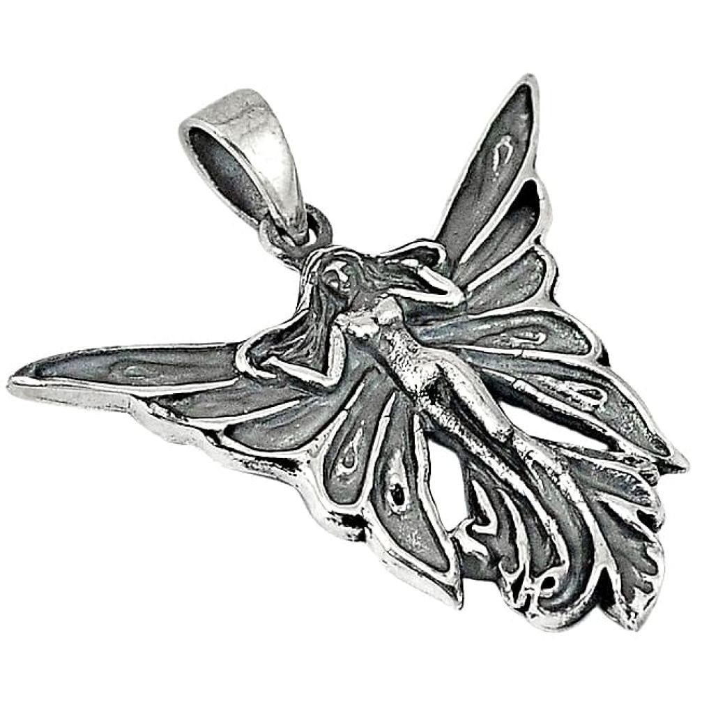 925 sterling silver indonesian bali style solid angel wing fairy pendant p3393