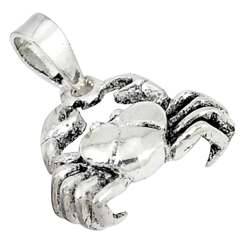 925 sterling silver indonesian bali style solid crab pendant jewelry p3451