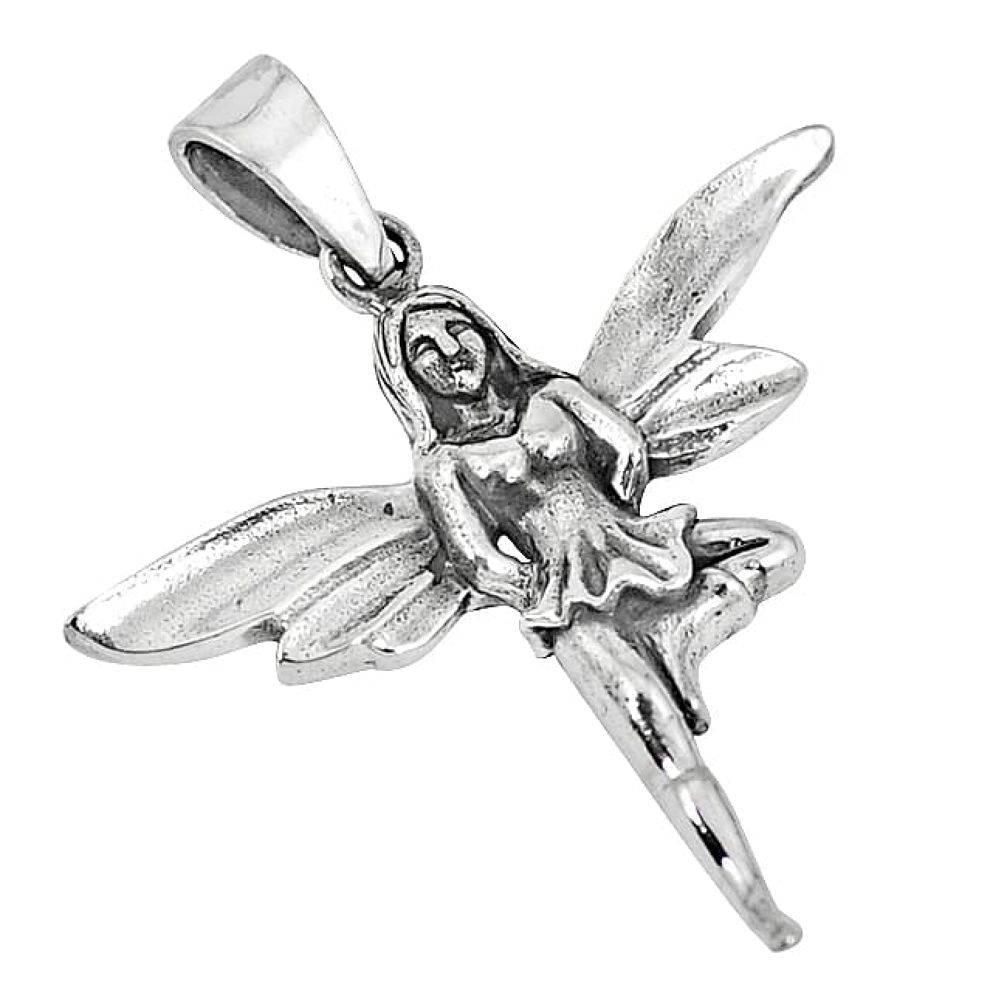 Indonesian bali style solid 925 silver angel wings fairy pendant p3465