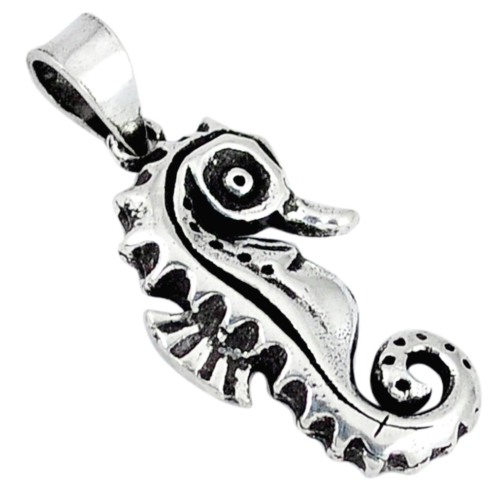 925 sterling silver indonesian bali style solid seahorse pendant p3466