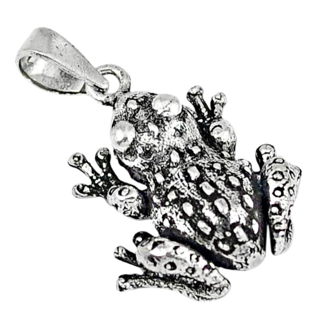 Indonesian bali style solid 925 sterling silver frog pendant jewelry p3470