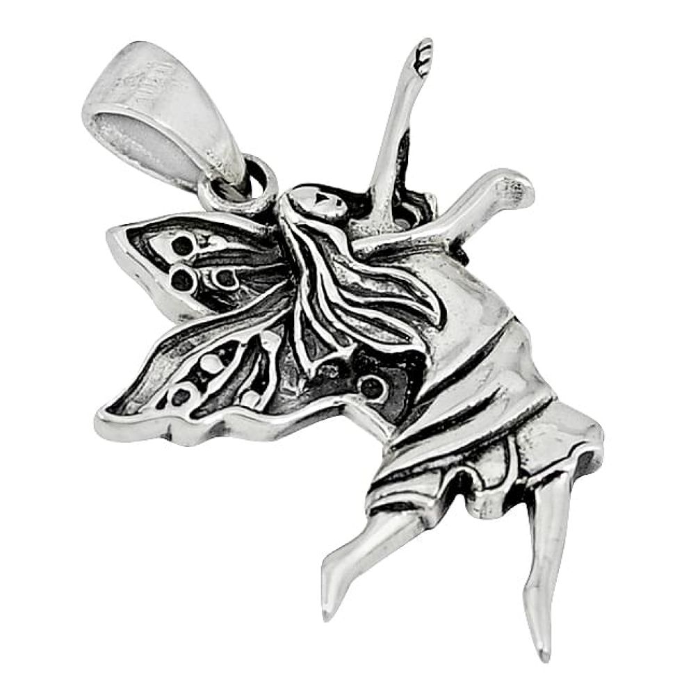 Indonesian bali style solid 925 sterling silver angel wings fairy pendant p3525