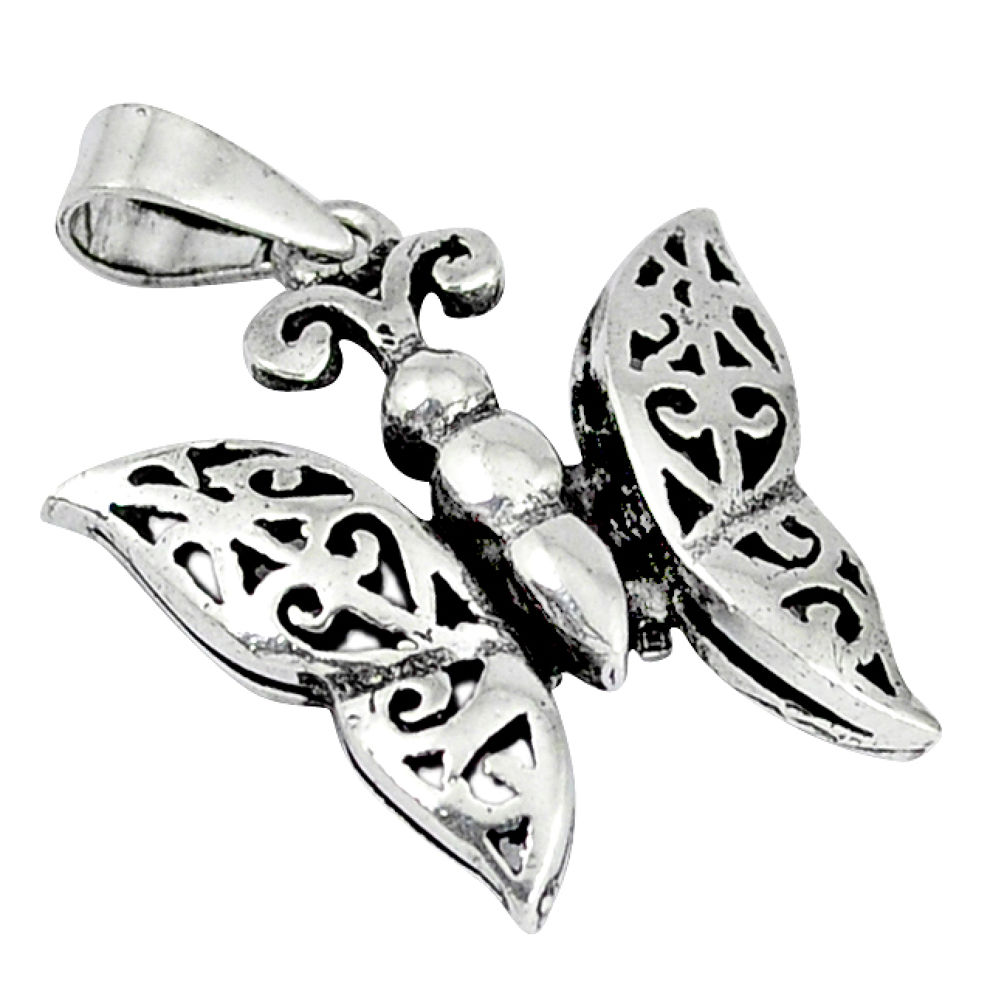 925 sterling silver indonesian bali style solid butterfly pendant jewelry p3552