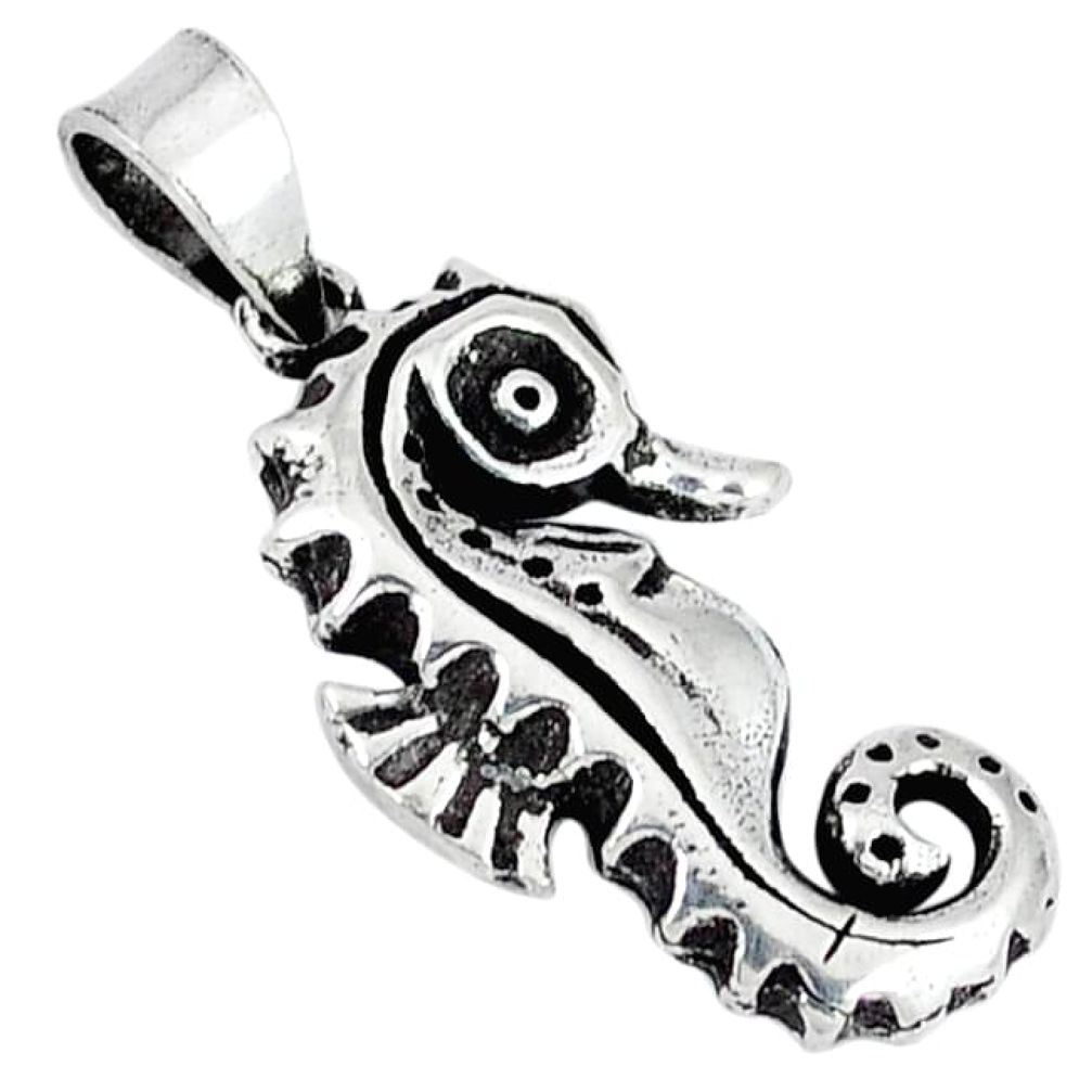 925 sterling silver indonesian bali style solid seahorse pendant jewelry p3560