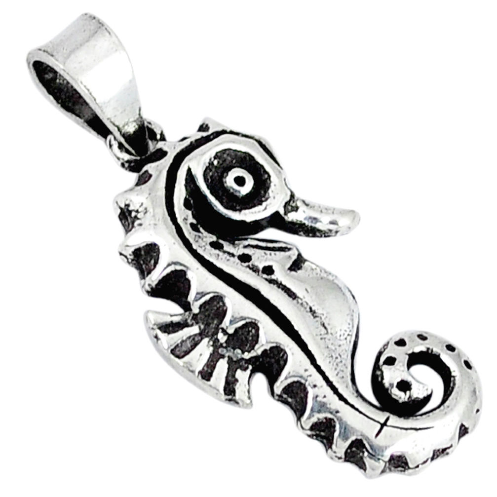 Indonesian bali style solid 925 sterling silver seahorse pendant p3565