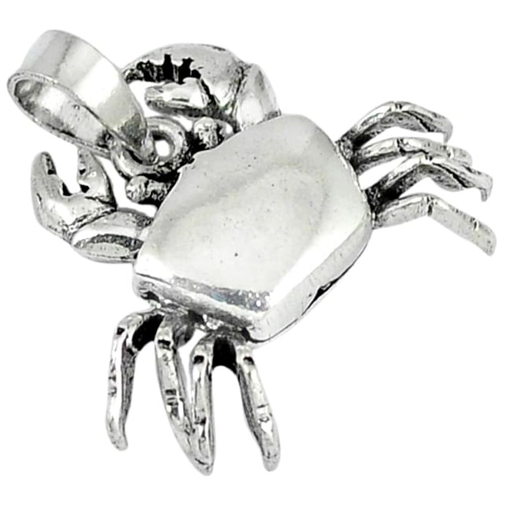 Indonesian bali style solid 925 sterling silver crab pendant p3566