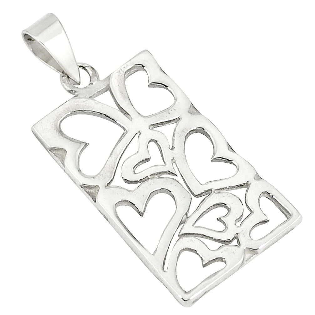 925 sterling silver indonesian bali style solid heart pendant jewelry p3571