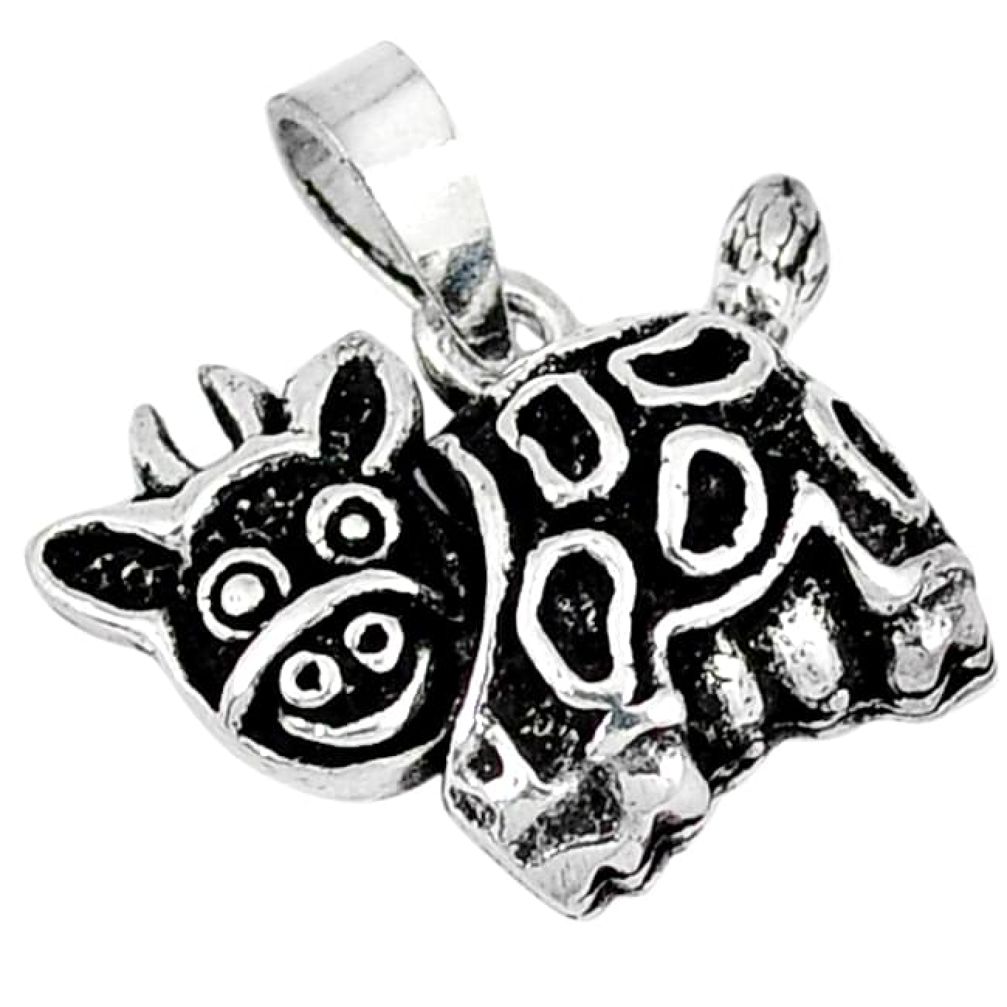 Indonesian bali style solid 925 sterling silver cow charm pendant jewelry p3589