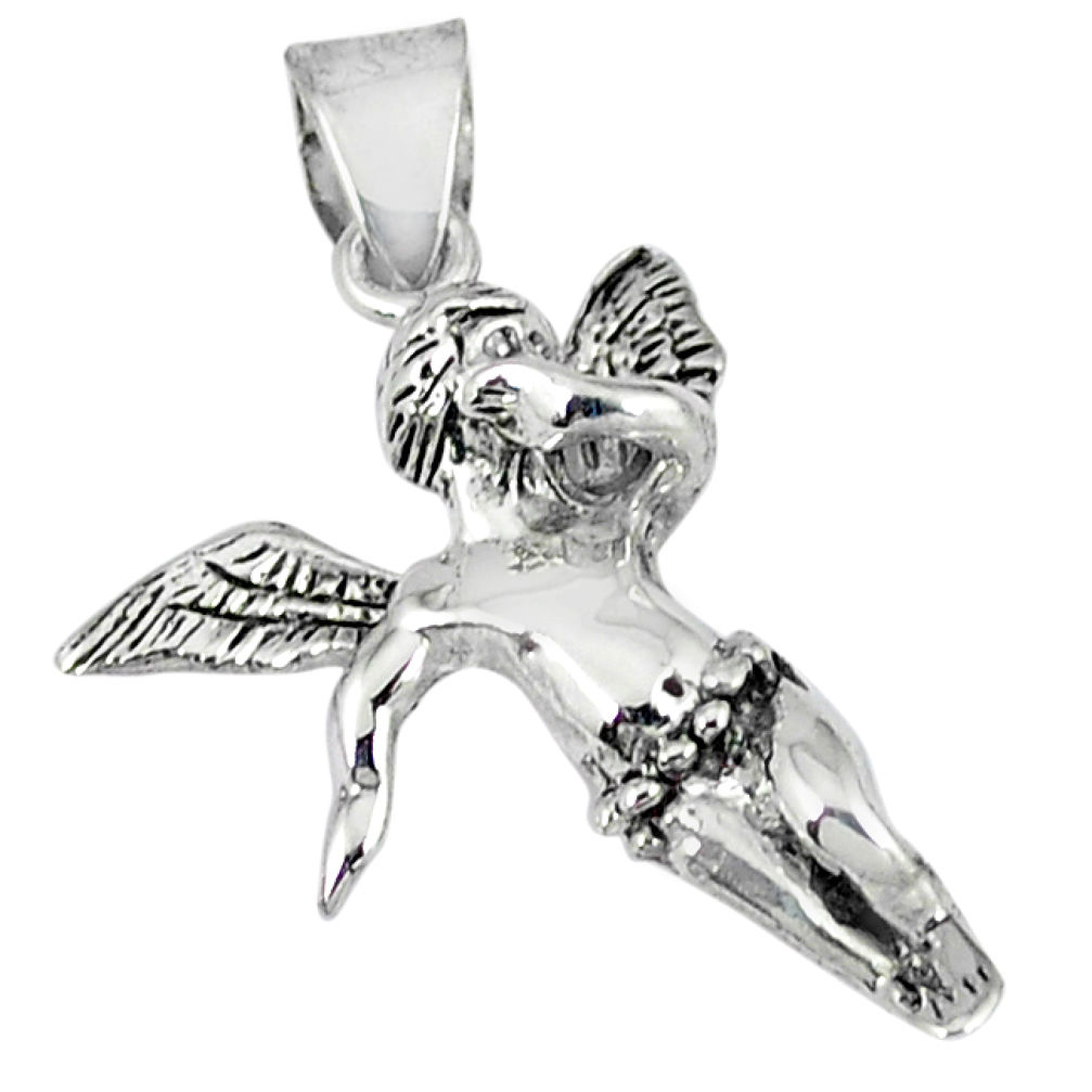 Indonesian bali style solid 925 silver angel wings fairy pendant jewelry p3602