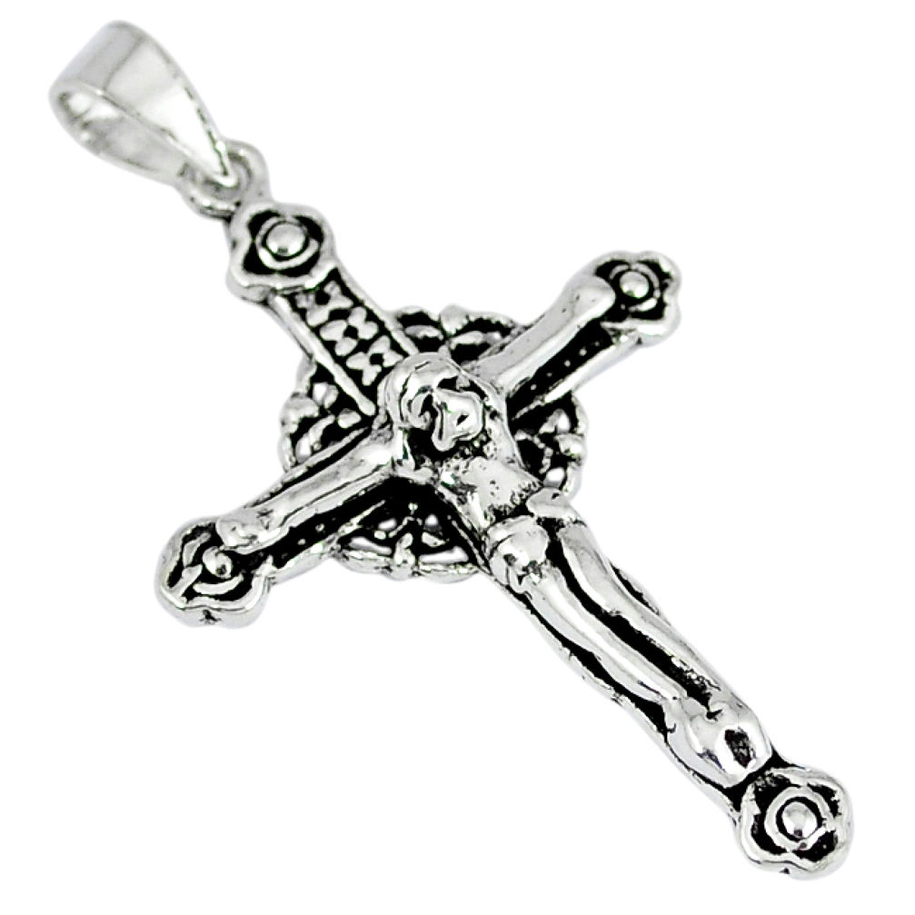 Indonesian bali style solid 925 sterling silver holy cross pendant p3629