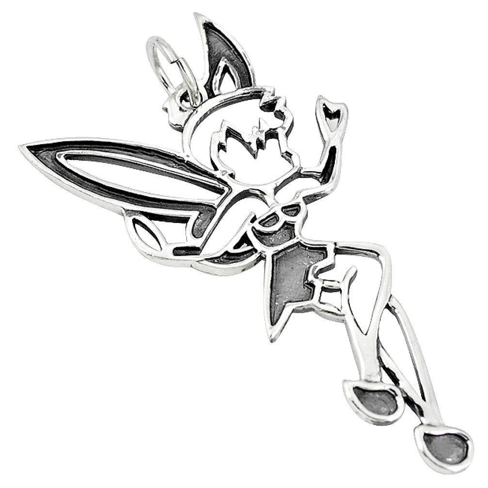 Indonesian bali style solid 925 silver angel wings fairy pendant jewelry p3657