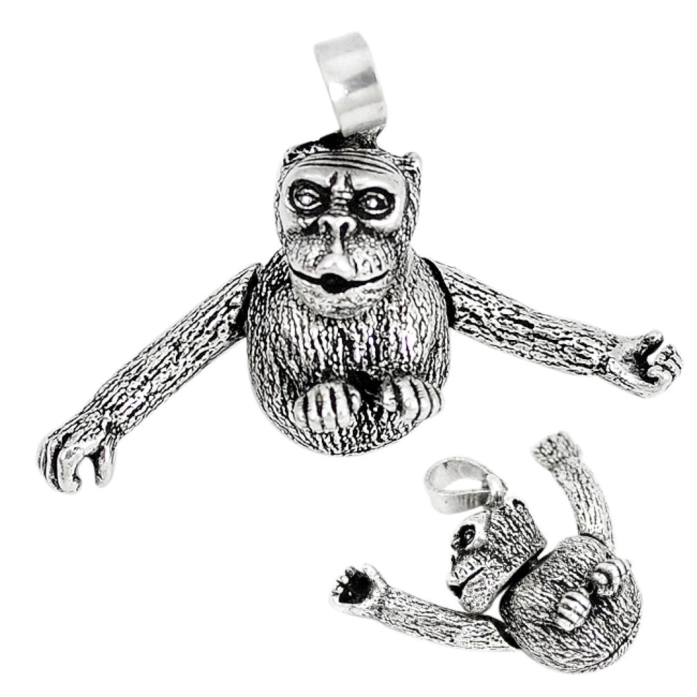 Indonesian bali style solid 925 sterling silver chimpanzee charm pendant p3660