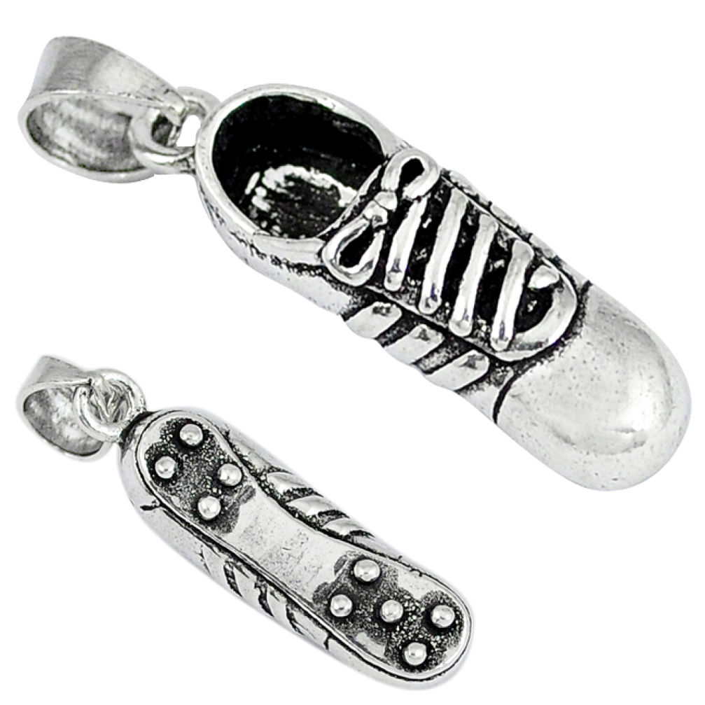 Indonesian bali style solid 925 sterling silver shoes charm pendant p3698