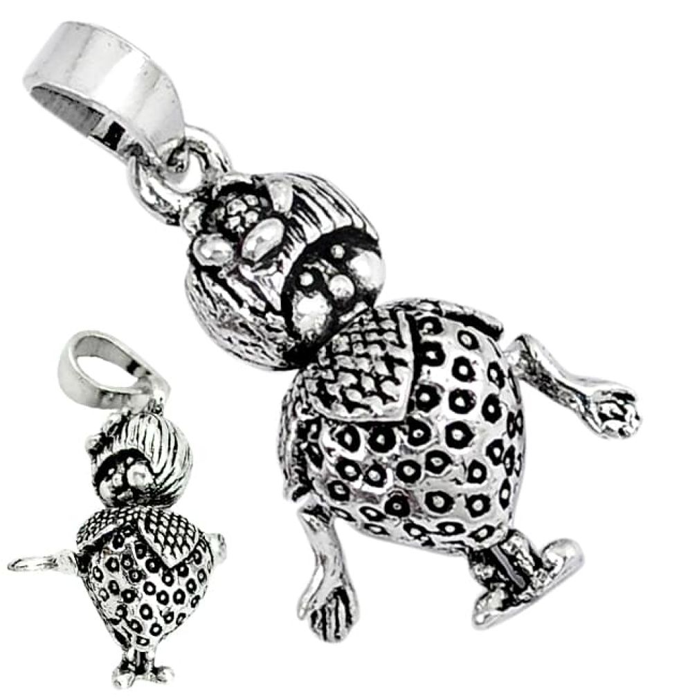 Indonesian bali style solid 925 sterling silver doll charm pendant jewelry p3729