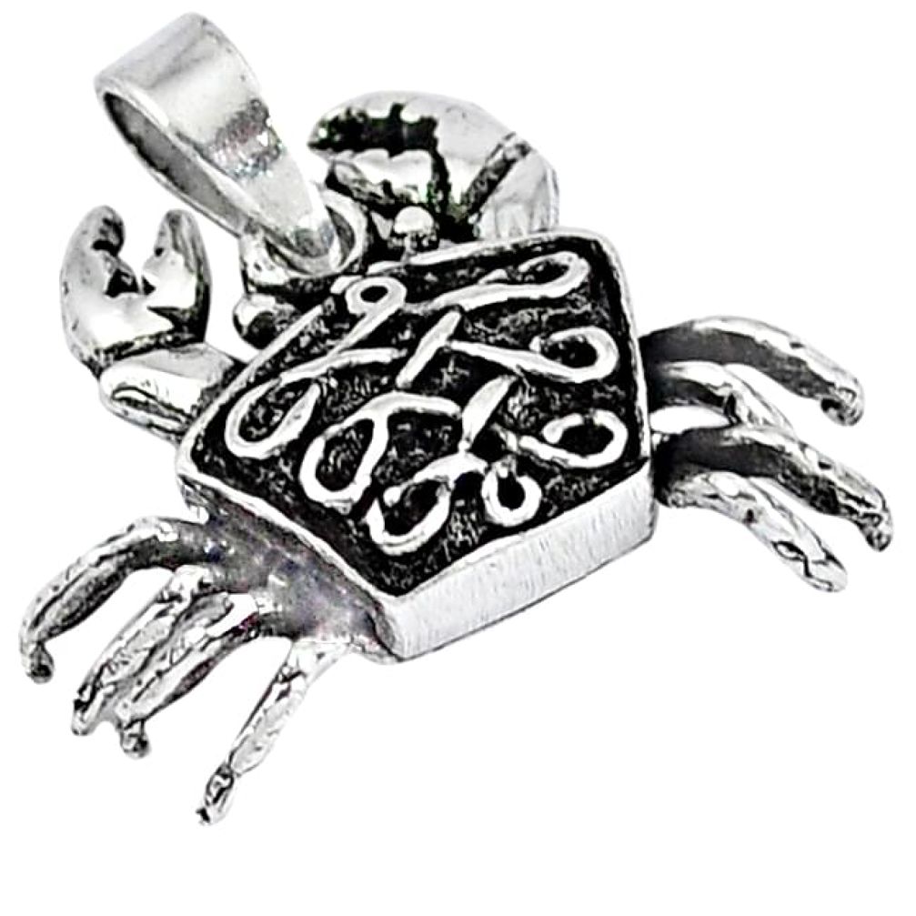 Indonesian bali style solid 925 sterling silver crab pendant jewelry p3733