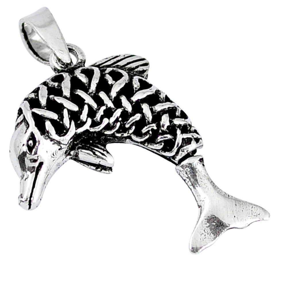 925 sterling silver indonesian bali style solid fish charm pendant p3738