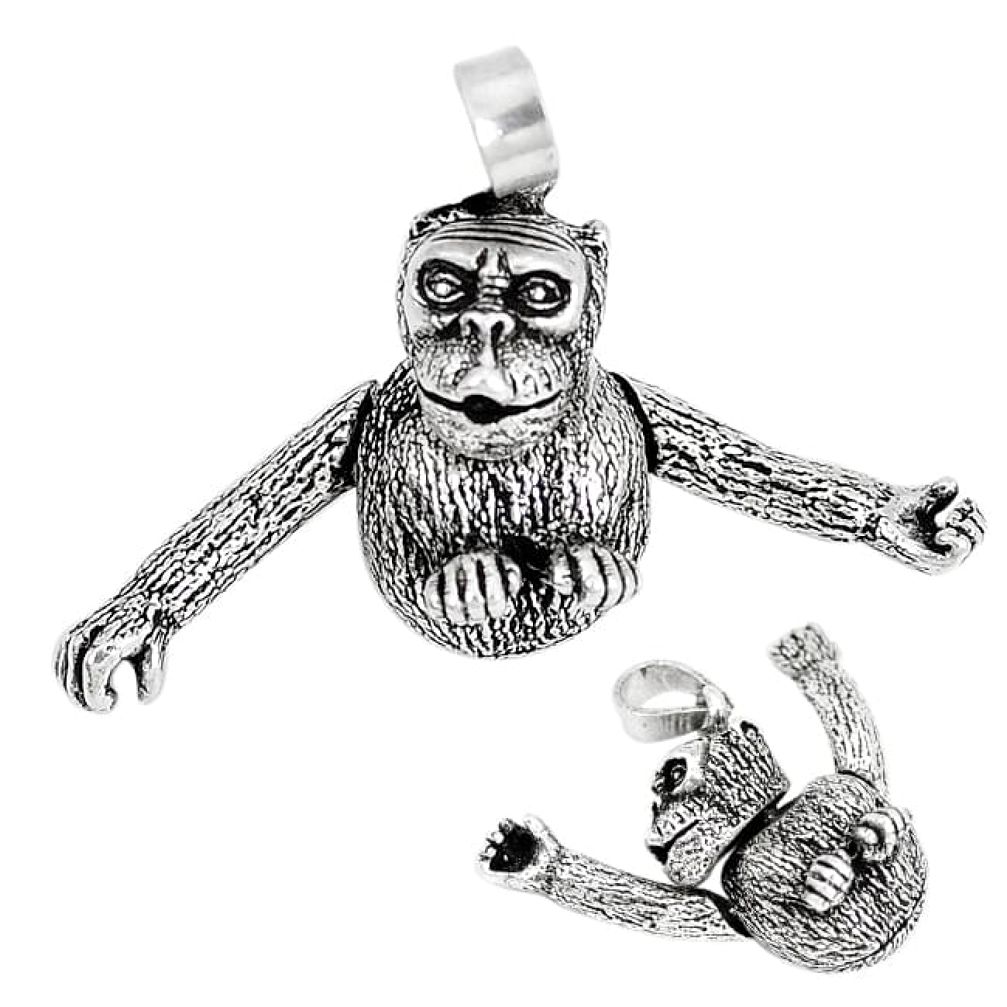 Indonesian bali style solid 925 sterling silver chimpanzee charm pendant p3742