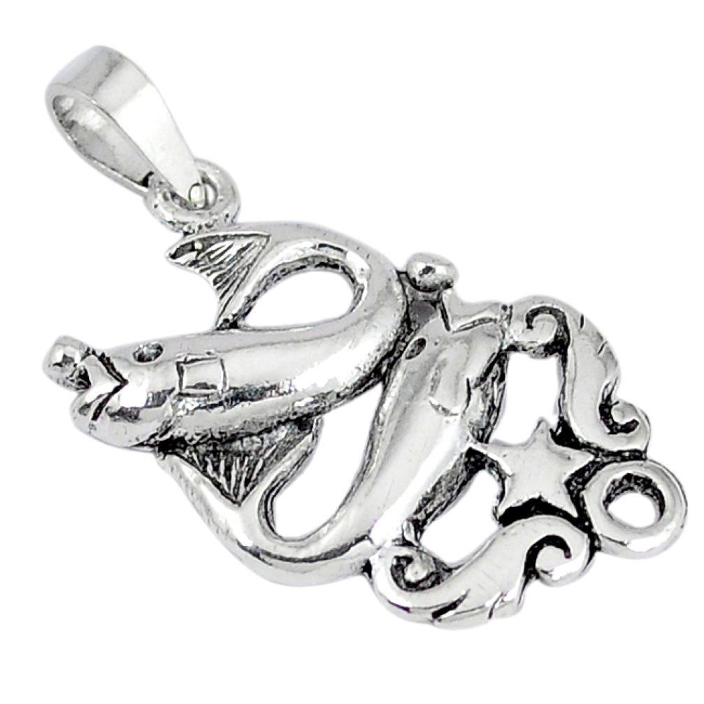 Indonesian bali style solid 925 sterling silver dolphin pendant jewelry p3745