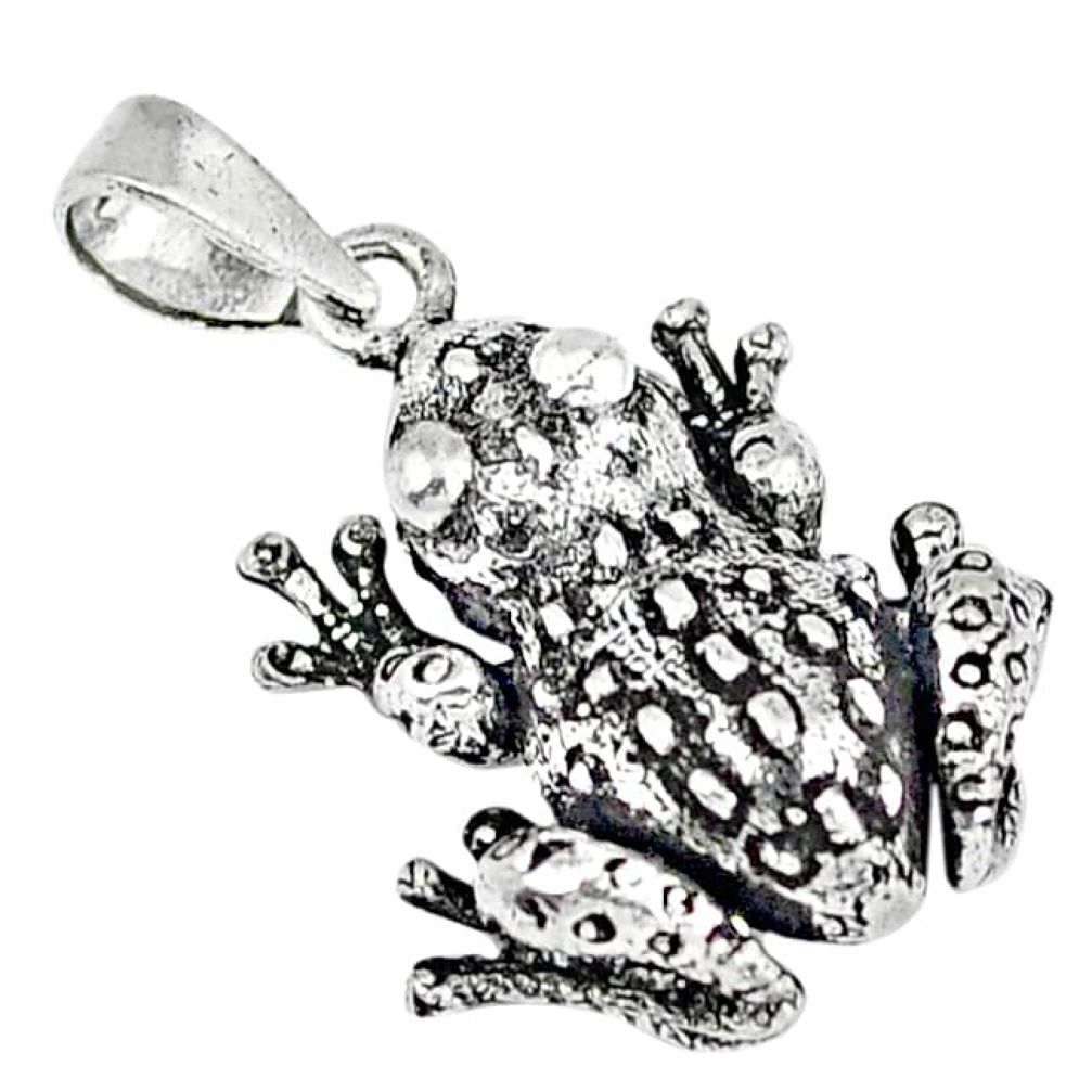 5.48gms indonesian bali style solid 925 sterling silver frog pendant p4259