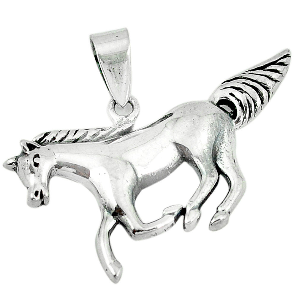 5.48gms indonesian bali style solid 925 sterling silver horse pendant p4301