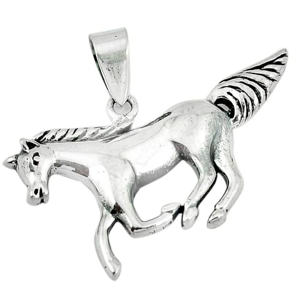 5.44gms indonesian bali style solid 925 sterling silver horse pendant p4305