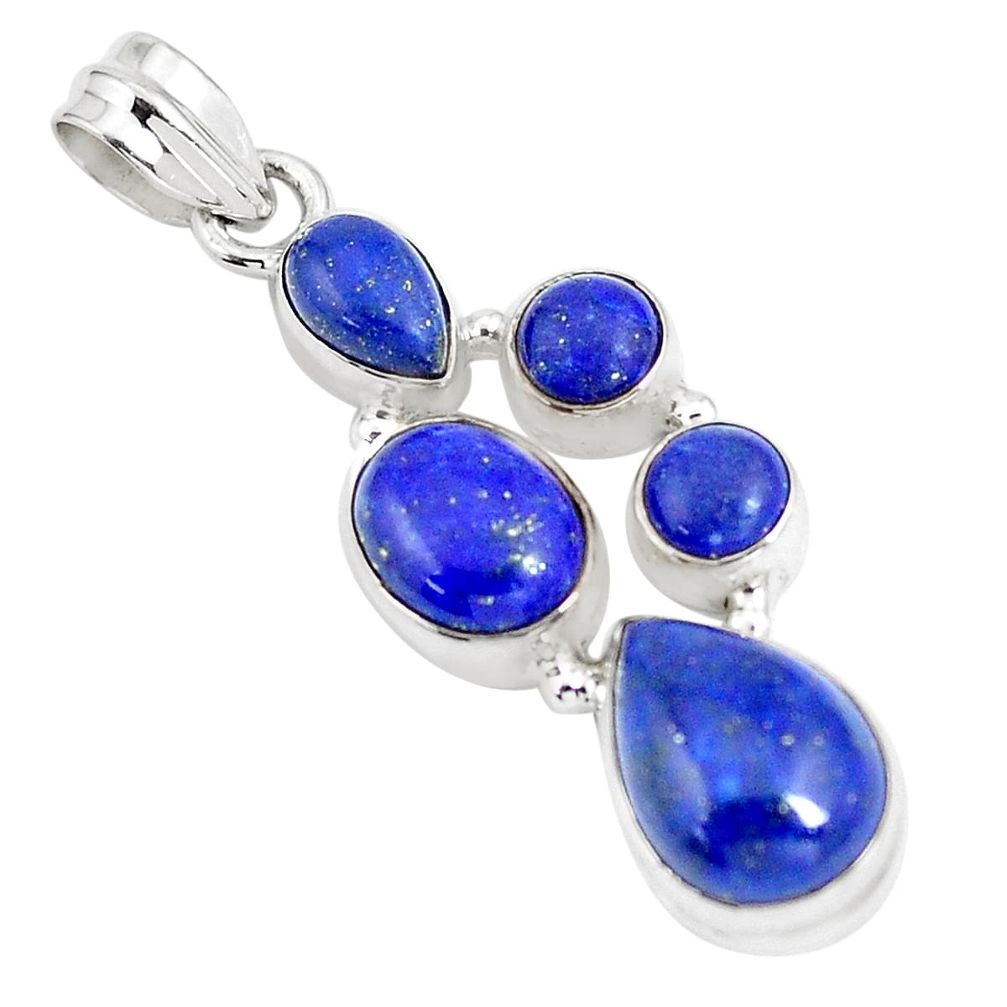 925 sterling silver 13.36cts natural blue lapis lazuli pear pendant p5052