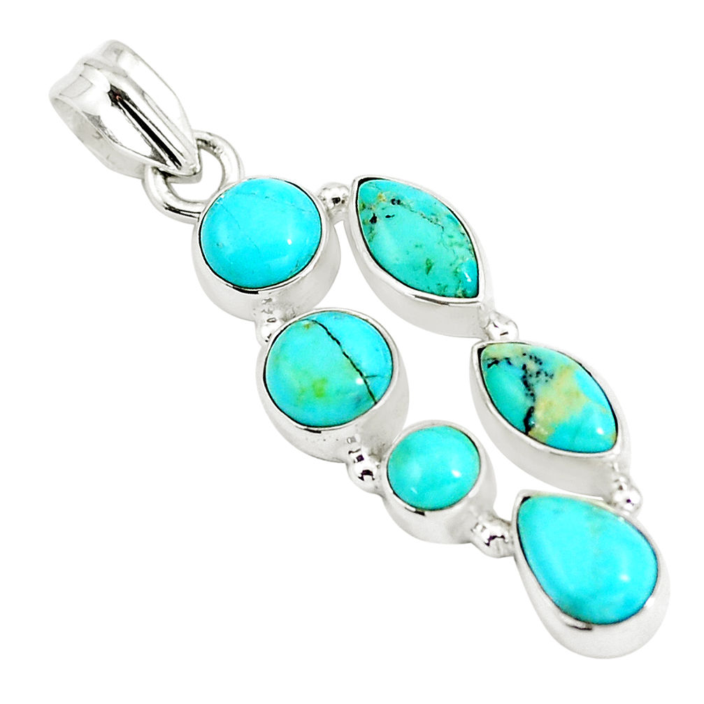 8.83cts natural green kingman turquoise 925 sterling silver pendant p5061