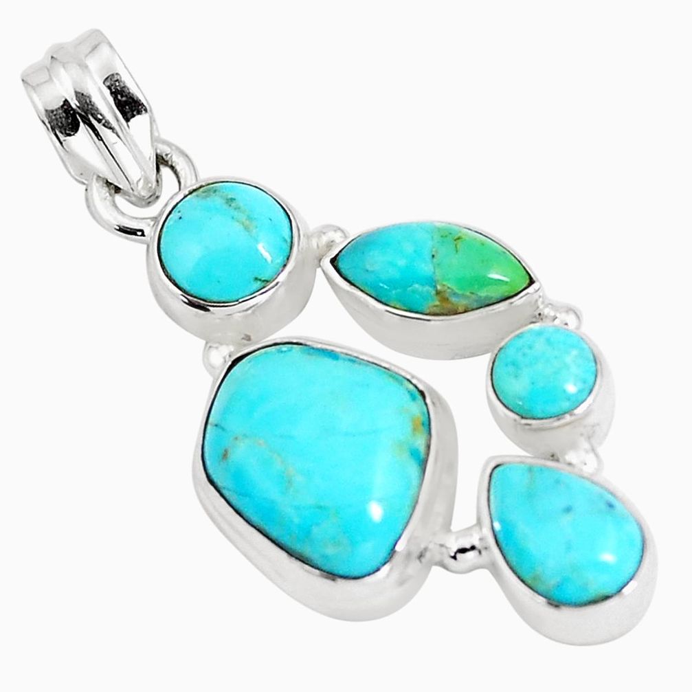 11.46cts natural green kingman turquoise 925 sterling silver pendant p5069