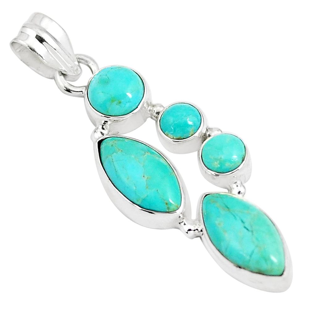 925 sterling silver 11.66cts natural green kingman turquoise pendant p5076