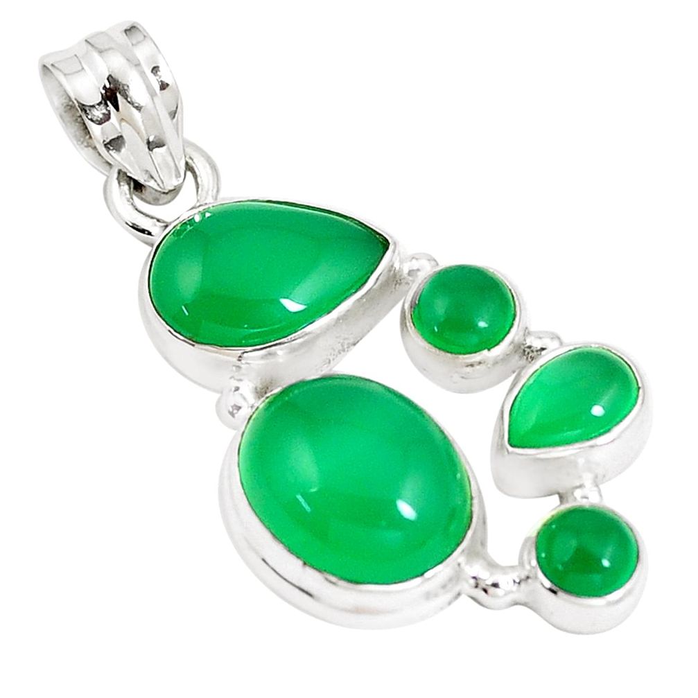 925 sterling silver 12.22cts natural green chalcedony pear pendant jewelry p5184