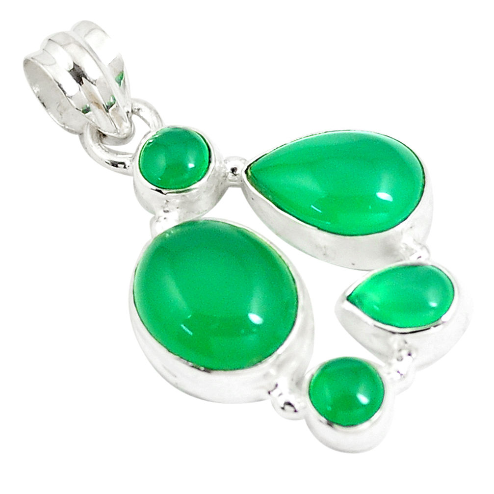 12.29cts natural green chalcedony 925 sterling silver pendant jewelry p5199