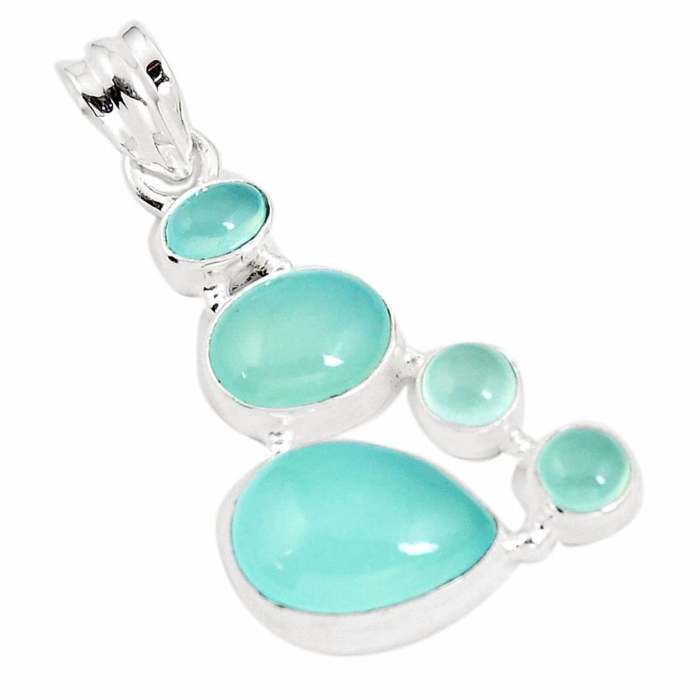 12.31cts natural aqua chalcedony 925 sterling silver pendant jewelry p5209