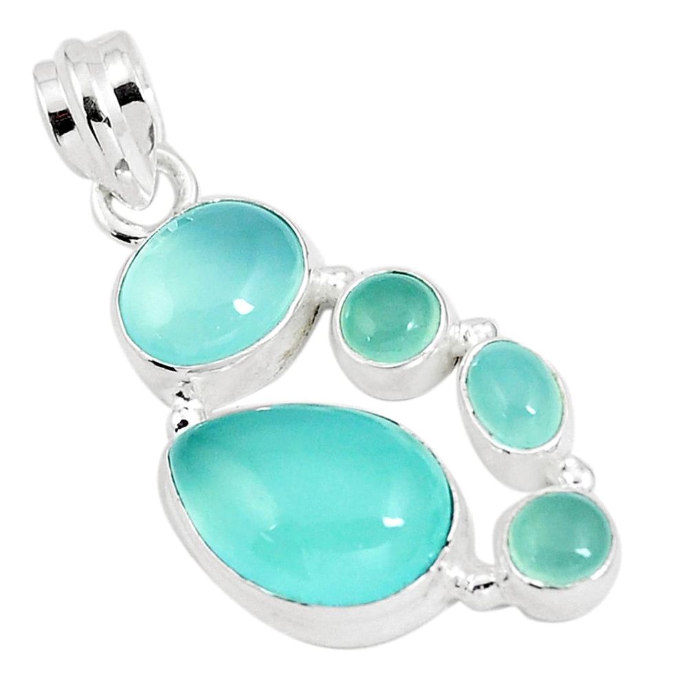 11.89cts natural aqua chalcedony 925 sterling silver pendant jewelry p5212