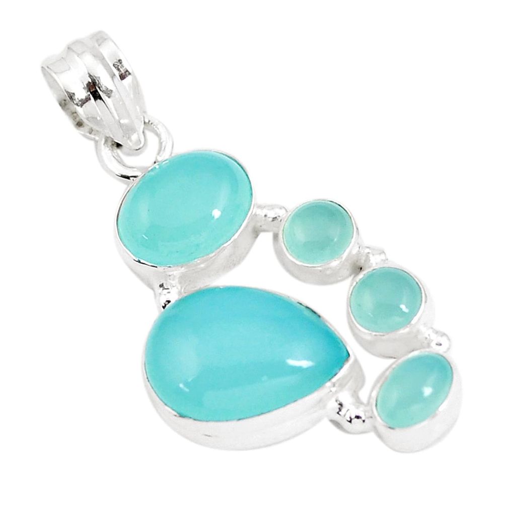 11.89cts natural aqua chalcedony 925 sterling silver pendant jewelry p5217