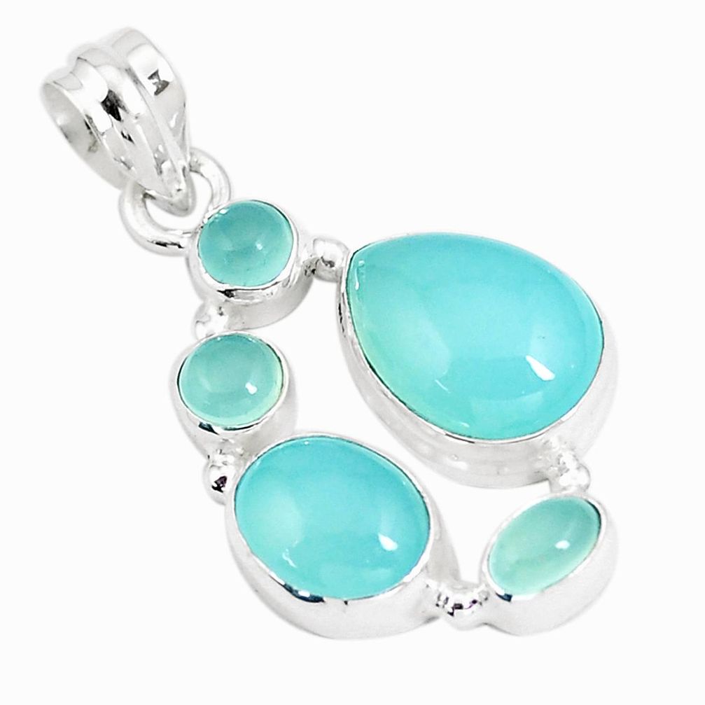 12.31cts natural aqua chalcedony 925 sterling silver pendant jewelry p5220
