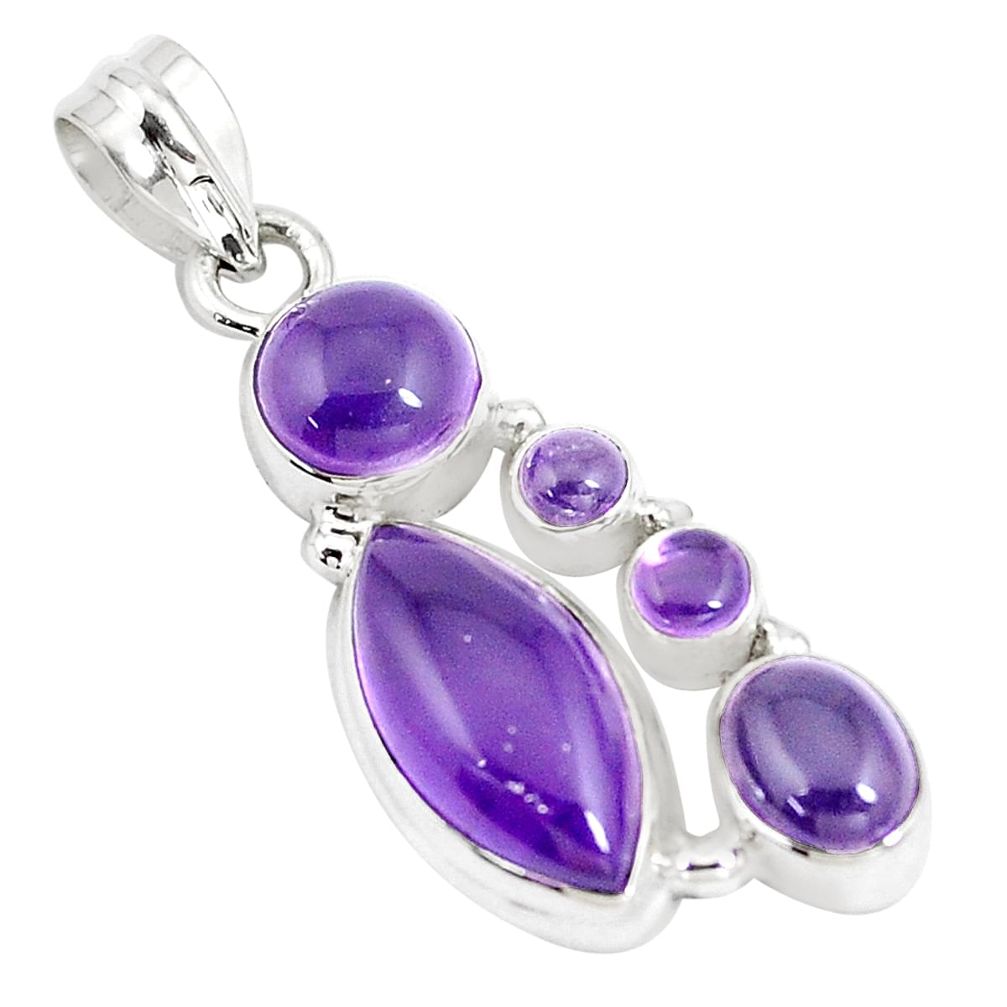 13.27cts natural purple amethyst 925 sterling silver pendant jewelry p5235